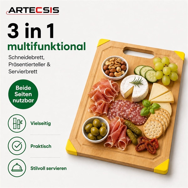 ARTECSIS - Bambus-Schneidebrett mit Saftrille